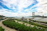 Tsing ma bridge in Hong Kong at daytime