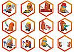 Badges with the abstract image builder. Various construction specialties.