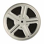 16 mm motion picture film reel, isolated on white background