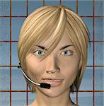 Smiling customer support female operator with headset. 3d illustration.