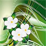Abstract green background with flowers. Vector illustration. Vector art in Adobe illustrator EPS format, compressed in a zip file. The different graphics are all on separate layers so they can easily be moved or edited individually. The document can be scaled to any size without loss of quality.