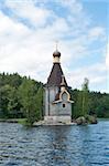 Wooden church on  background nature,on island in northern Karelia