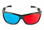 3d glasses in red and blue isolated on white background