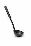 Modern black ladle on white background. Clipping path is included