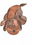 Brown puppy laying down. watercolor