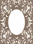 Decorative brown floral background with  flowers and butterflies.
