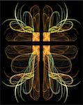 Cross, crucifix, crucifixion, Easter, heart, brown, green, orange, gold, black, background, back, ground, back-ground, multi, colored, multi-colored, ribbons, jewel, Fractal, fractals, texture, abstract, artistic, colorful, concept, conceptual, shape, design, motion, digital, digitally, illustration, illustrated, beautiful, beauty, elegant, dynamic, graphic, graphics, curls, curly, flow, flowing,