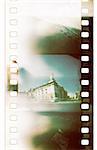 grunge film strip with light leaks