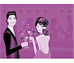 Couple enjoying drink in party Man and woman at bar