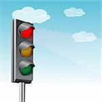illustration of traffic signal with clouds