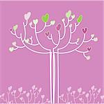 template for Valentine's Day greetings to - a tree with hearts