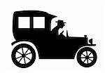 vector silhouette of the old-time car on white background
