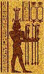 Egyptian hieroglyphs and fresco. Vector illustration.