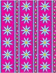 Vector eps10.  Pink wallpaper background with blue cornflowers accented by blue stripes and quilting stitches.