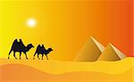 illustration of pyramids in egypt with sunset effect