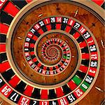 The concept of gambling at roulette, spanning a player in a spiral vortex