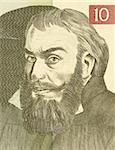 Primoz Trubar (1508-1586) on 10 Tolarjev 1992 Banknote from Slovenia. Protestant reformer, founder and first superintendent of the Protestant Church of the Slovene Lands, consolidator of the Slovene language and author of the first Slovene printed book.