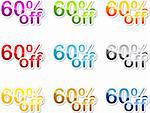 Sixty percent off sales reduction marketing announcement sticker