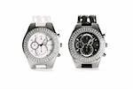 Black and white wristwatches isolated over pure white background