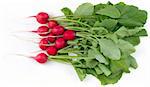 Bunch of red radish isolated on white background