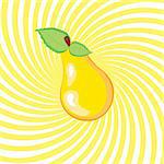 Appetizing ripe pear. Illustration on an abstract yellow background