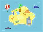 Retro Style Cartoon Island Map