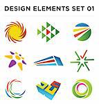 Set of colorful  and abstract design elements / symbols / logos / icons; Perfect use  for  business / finance / internet ; vector illustration; easy to edit.