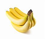 Fresh yellow bananas isolated on white background