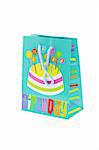 Colorful birthday party gift bag isolated on white
