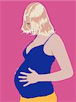 Illustration of the pregnant woman on pink background