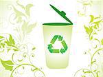 abstract eco green recycle bin icon vector illustration