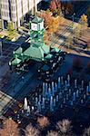 Aerial view of the tram station in the center of Memphis