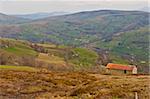 Field on the Slopes of The Pyrenees With Old Farmhouses