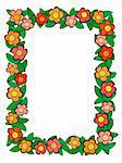 cartoon flower with leafs pattern frame background
