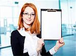 Portrait of the business woman with a represent folder.