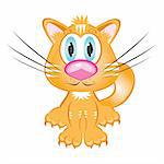 Cartoon red kitten. Illustration on white background