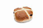 Hot cross bun isolated on a white background