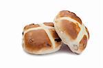 Hot cross buns on a white background