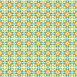Retro style flower pattern (seamless vector) in the colors green, pink, yellow, orange