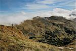 man in a clouds, Carpathian hiking