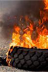 tire fire. Concept of environmental pollution