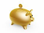 golden pig bank isolated on white background