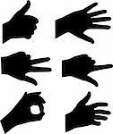 Hands gesture silhouettes - vector