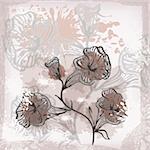 vector grunge background with abstract flowers, gradient, mesh, clipping mask