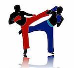 kick boxers illustration - vector