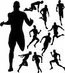 People running silhouettes - vector