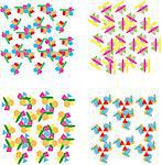 Set of repeating geometric patterns in Christmas colours