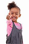 Cute little black girl making thumbs up