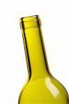 part of empty green wine bottle isolated over white