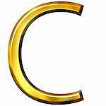 3d golden letter C isolated in white